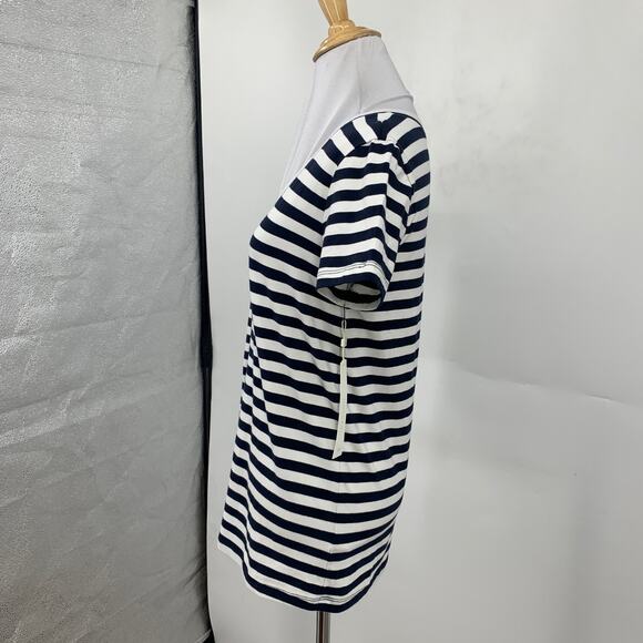 Caslon T Shirt Womens XS Extra Small Navy White V Neck Striped Short Sleeve Tee - Picture 4 of 12